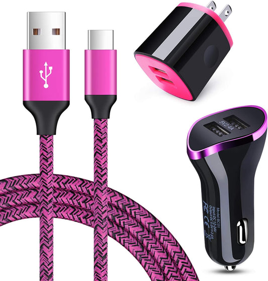 Dual USB Type C Car Charger: 6Ft USB C Fast Charging Cable