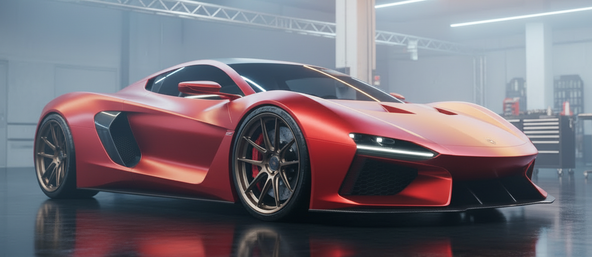 Bright red sports car banner