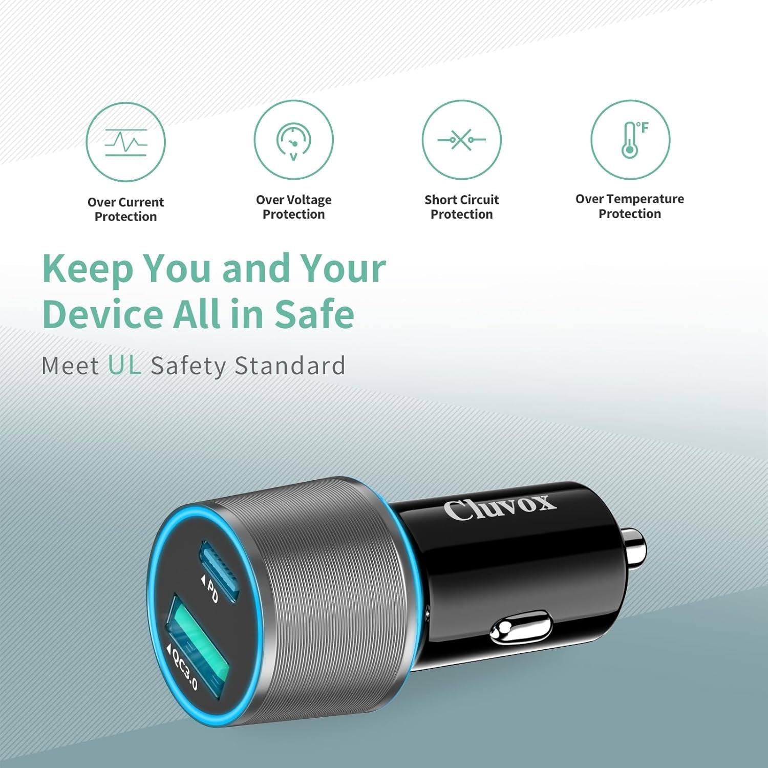 38W USB C Car Charger Adapter